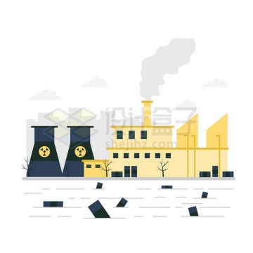扁平化风格工厂污染大气和水源环境污染插画8289309向量图片素材