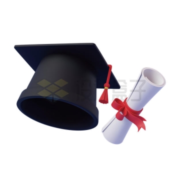 卡通毕业证书博士帽学士帽3D模型5501115矢量图片免抠素材