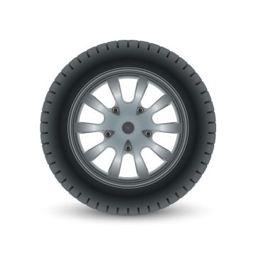 黑色的汽车轮胎侧面图和银色的金属轮毂汽车配件png图片免抠矢量素材