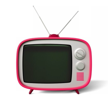3D立体风格红色边框的卡通小电视机6199717矢量图片免抠素材