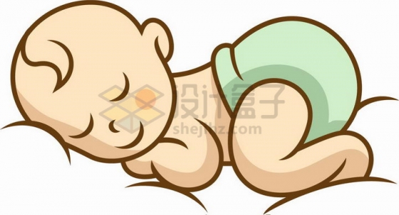 卡通婴儿宝宝趴着睡觉png图片免抠矢量素材