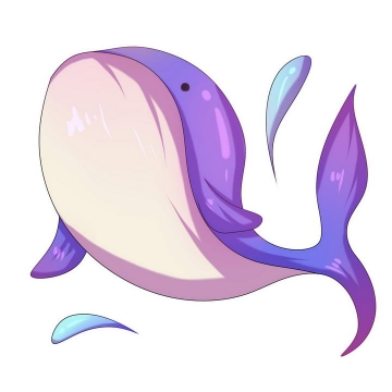 唯美风格紫色鲸鱼图片免抠素材