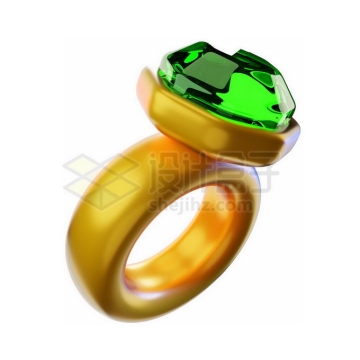 游戏中的卡通绿宝石金戒指3D游戏道具模型9761768PSD免抠图片素材