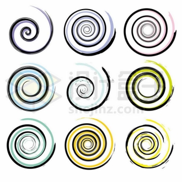 9款彩色螺旋线抽象图案7549495矢量图片免抠素材