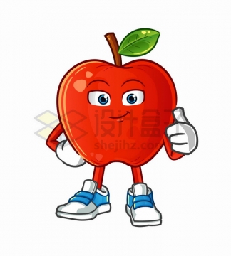 卡通红苹果竖起大拇指水果png图片免抠矢量素材