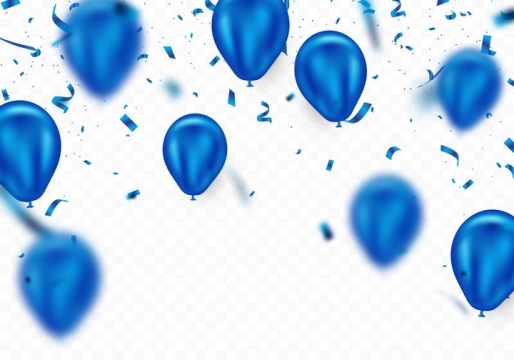 蓝色气球彩带装饰图片免抠素材