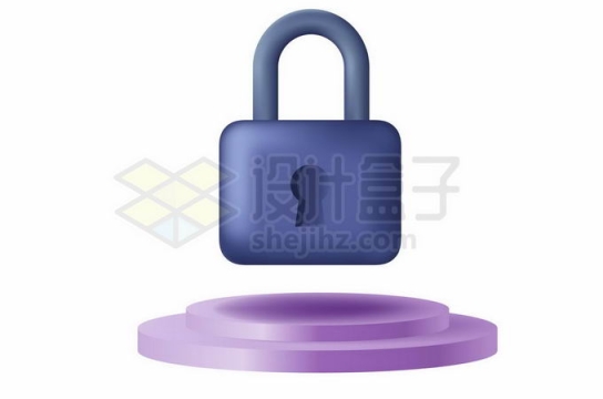 紫色圆形展台上的3D挂锁象征了网络安全支付安全6693761矢量图片免抠素材