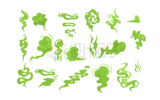 各种卡通绿色烟雾有毒气体效果1692847矢量图片免抠素材