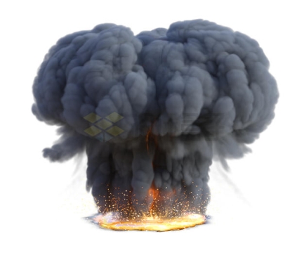 爆炸一瞬间升起的黑色浓烟蘑菇云火焰效果3570681PSD免抠图片素材