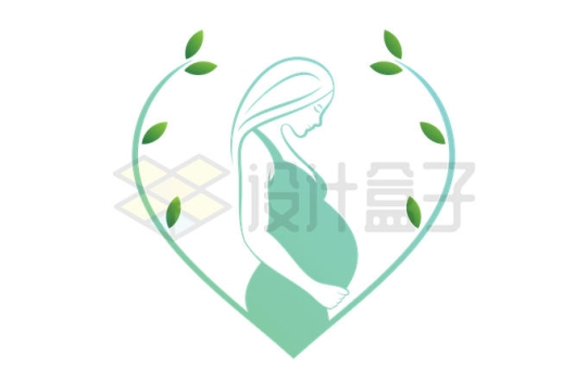 绿色树枝孕妇怀孕月子中心月嫂公司logo标志设计方案6222996矢量图片免抠素材