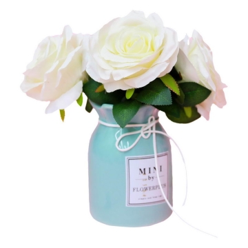 文艺范儿花瓶中的三朵白玫瑰花鲜花花卉花朵8103237png图片免抠素材