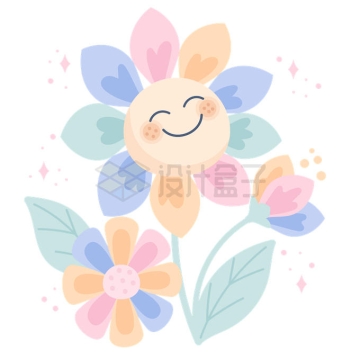 微笑的卡通太阳花花朵儿童画9492442矢量图片免抠素材