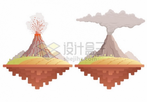 卡通火山喷发爆发扁平插画542946png矢量图片素材