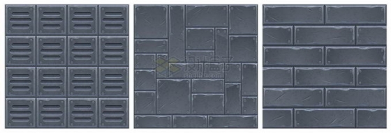 3款黑色砖头砖墙地面砖材质纹理花纹2855420矢量图片免抠素材