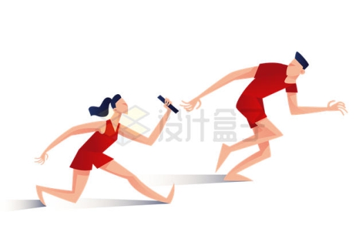 2个红色衣服的运动员接力赛比赛中插画3194439eps矢量图片免抠素材
