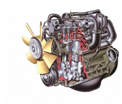 彩绘风格汽车发动机解剖图5389684png图片素材