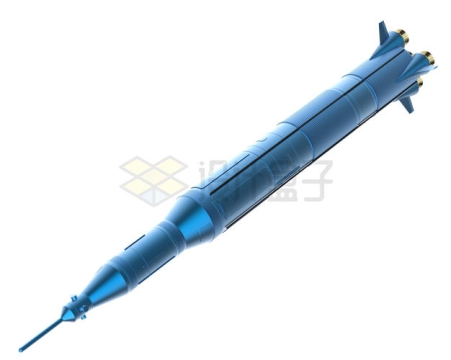 一枚蓝色的金属风格运载火箭5245601PSD免抠图片素材