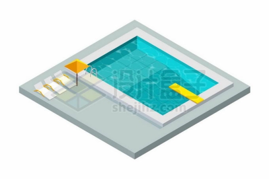 2.5D风格装满蓝色池水的游泳池6178458矢量图片免抠素材免费下载