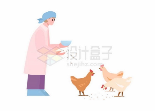 正在喂鸡的农场工作人员4813350矢量图片免抠素材