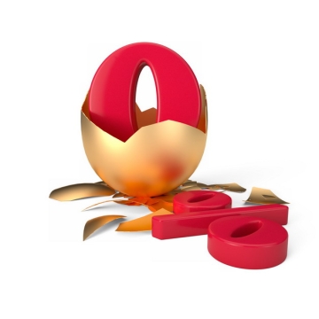 砸开的金蛋中的3D立体0%百分比765179png图片素材