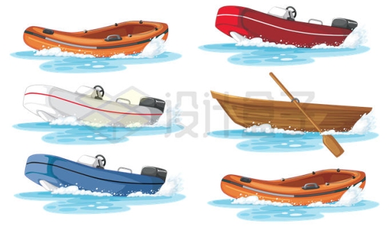 6款水面上的橡皮艇木船等小船4729142矢量图片免抠素材