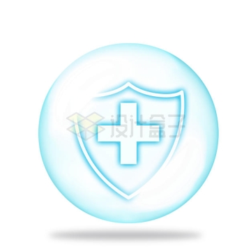 蓝色半透明防护罩气泡包围的盾牌医疗图案6121785PSD免抠图片素材