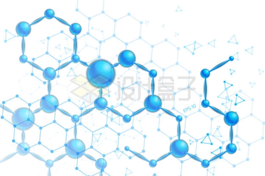 蓝色有机物大分子结构模型7035524矢量图片免抠素材