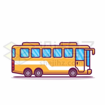 MBE风格黄色公交车大巴车6176914矢量图片免抠素材免费下载