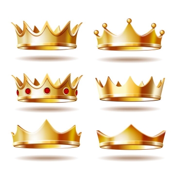 6款黄金皇冠国王王冠图片免抠素材