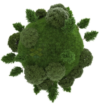 鱼眼效果大草原上的小树风景微型星球3D模型2377919PSD免抠图片素材