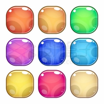 9种颜色的圆角卡通水晶按钮9385891矢量图片免抠素材免费下载