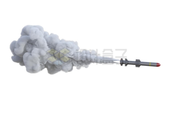 飞行中的导弹和尾焰白烟效果8156236PSD免抠图片素材