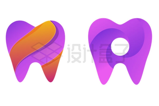 2款牙齿形状牙科医院保护牙齿标志logo设计方案4555246矢量图片免抠素材