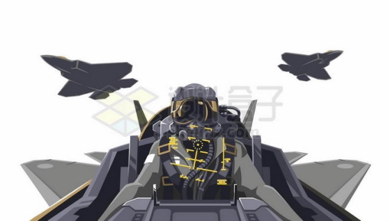 隐形战斗机飞行员视角伴飞的僚机漫画插画6064056矢量图片免抠素材免费下载