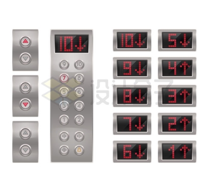 电梯的按钮和楼层显示器8271784矢量图片免抠素材