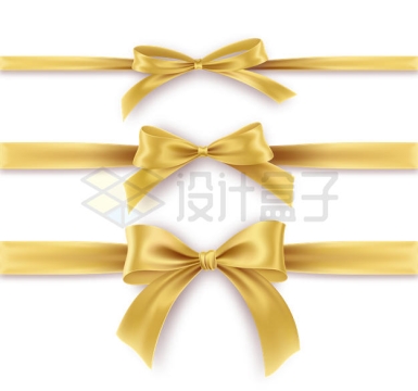 3款金色蝴蝶结装饰物3440107矢量图片免抠素材