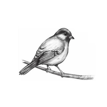 站在枝头上的麻雀小鸟手绘素描插画5244582免抠图片素材