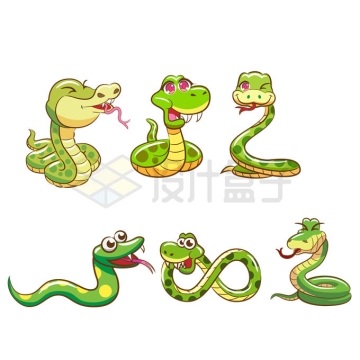 6款可爱的卡通蟒蛇小青蛇2661947矢量图片免抠素材