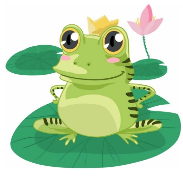 大眼睛的可爱卡通青蛙王子长在莲叶上8119800免抠图片素材