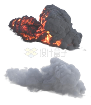 爆炸产生的火球和烟雾浓烟效果1812688PSD免抠图片素材