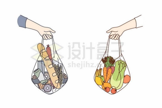 拎着的网袋中装满了食物拒绝塑料袋8687677矢量图片免抠素材免费下载