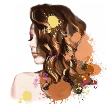 泼墨风格抽象褐色头发美女头像5459265图片免抠素材