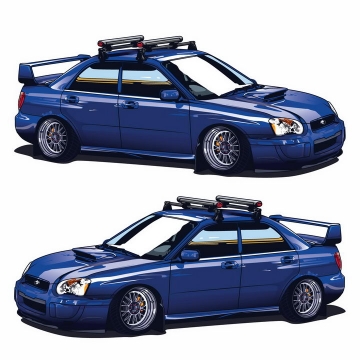 两种视角的蓝色汽车赛车png图片免抠矢量素材