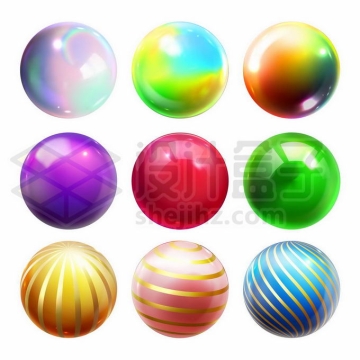 9款绚丽的彩色3D立体风格小球圆球玻璃球8124344矢量图片免抠素材