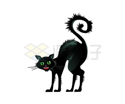 一只炸毛的卡通黑色猫咪9907209矢量图片免抠素材