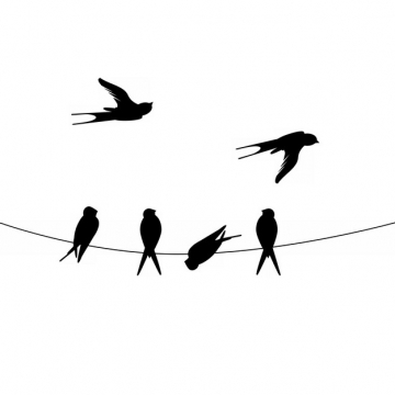 电线杆上的燕子卡通图片