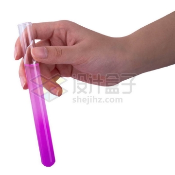 一只手拿着紫色液体的玻璃试管等化学实验仪器2202225png图片免抠素材