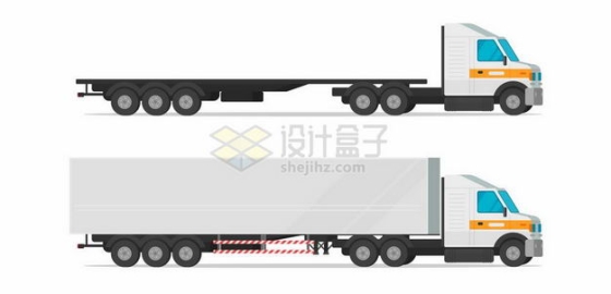 2款平板卡车集装箱货车侧面图7690678矢量图片免抠素材