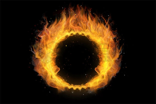 熊熊大火燃烧的火焰组成的圆圈火圈效果7585510PSD免抠图片素材