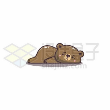 慵懒的卡通小熊趴在地上表情包2672396矢量图片免抠素材免费下载